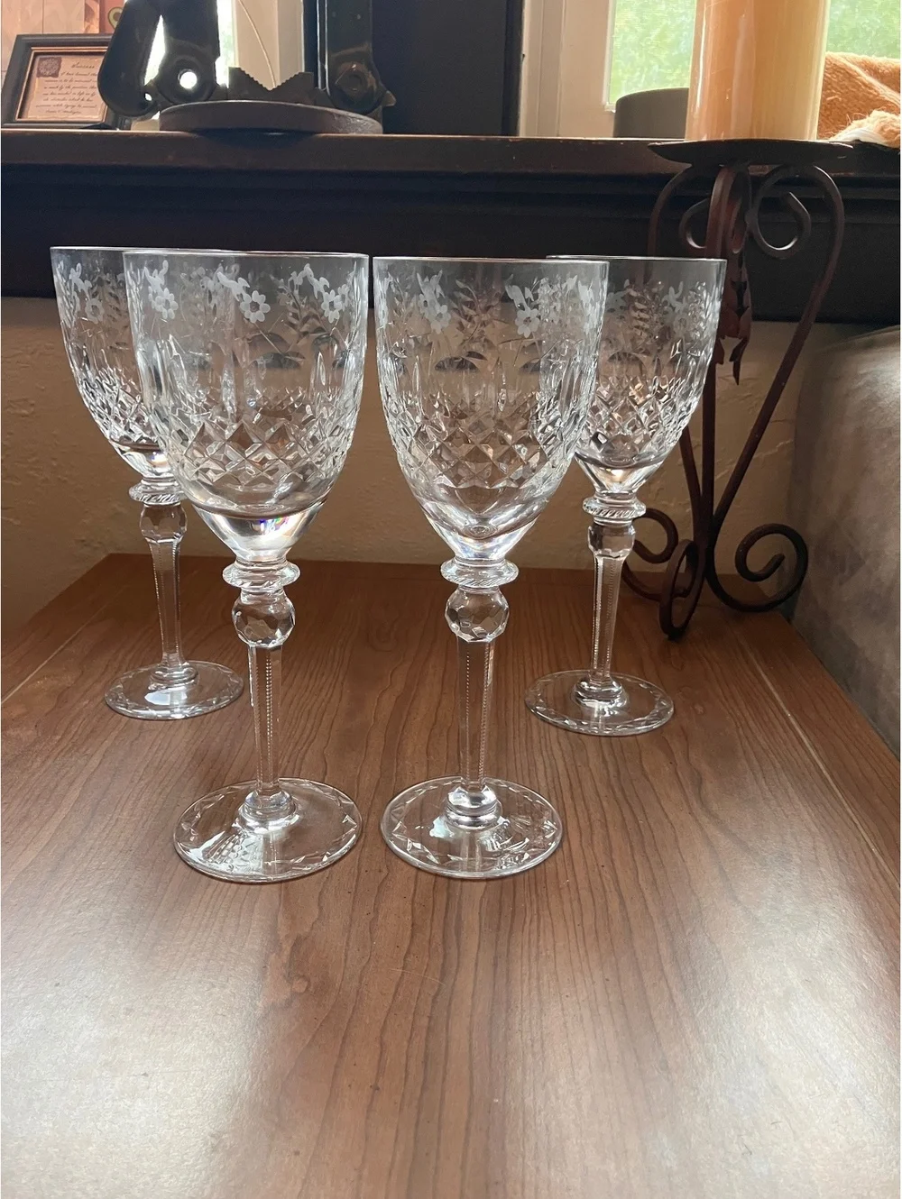 Set of 4 Vintage Etched Crystal Wine Glasses [COPY]